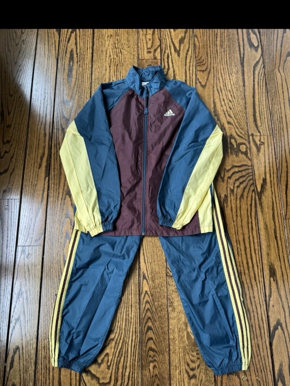 Adidas Colorblock Windbreaker Tracksuit —Turquiose, Burgundy & Yellow